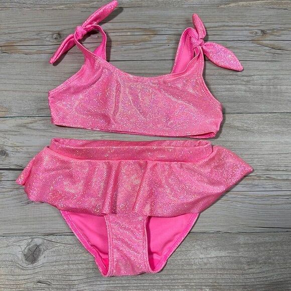 Pink glitter H&M 2 piece Bikini Size 18-24 Months - Picture 1 of 4